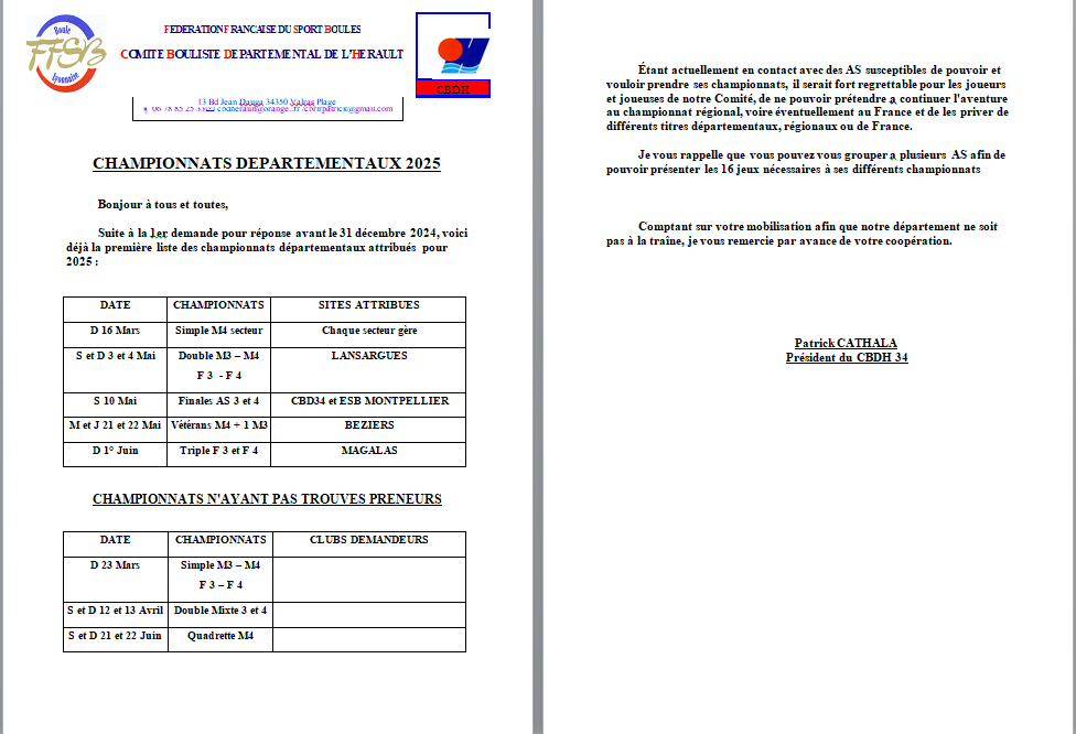 Championnat departemental 2024 2025