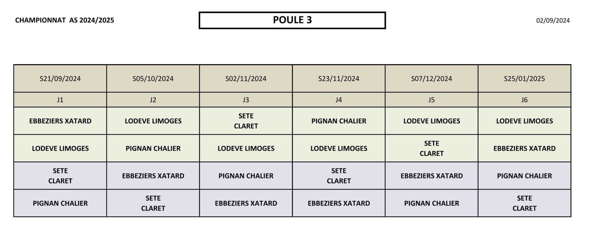 Poule 3 AS 2024/2025