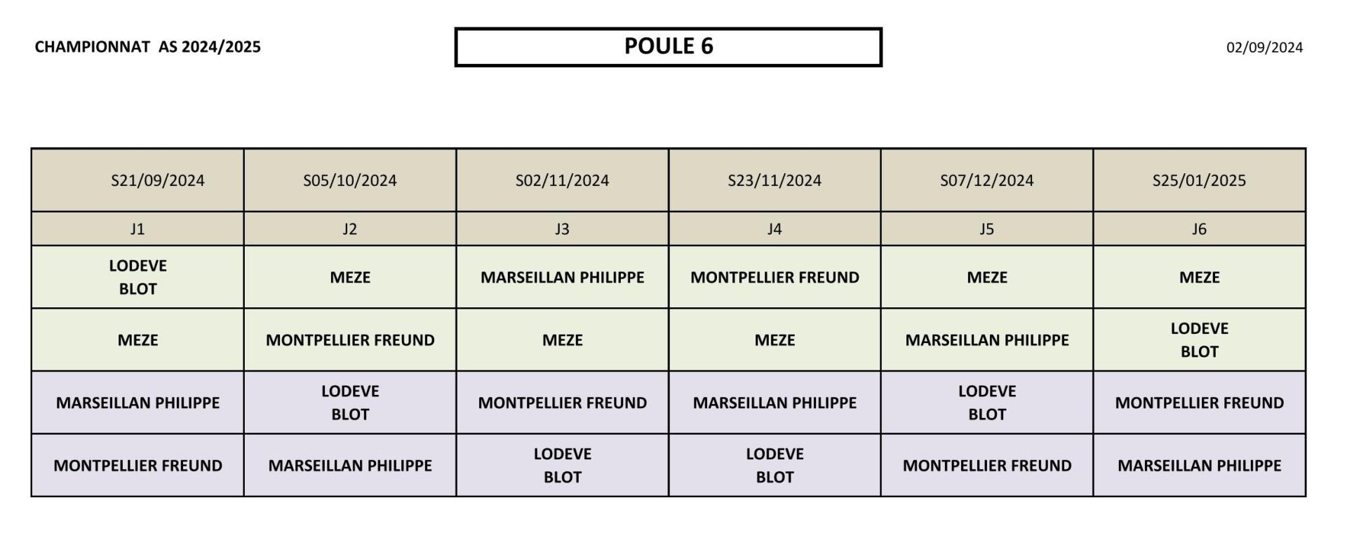 Poule 6 AS 2024/2025